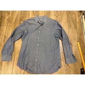 Bonobos Shirt Mens 17 36 Grey Blue Standard Fit Long Sleeve Dress Collared